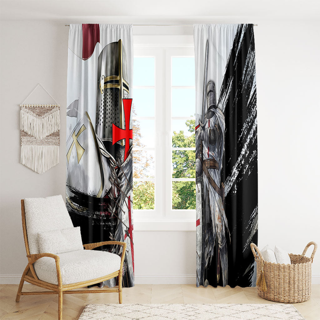 Knights Templar Crusader Window Curtain Medieval Armor Red Cross Shield