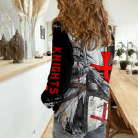 Knights Templar Crusader Women Casual Shirt Medieval Armor Red Cross Shield