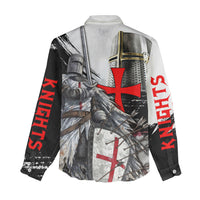 Knights Templar Crusader Women Casual Shirt Medieval Armor Red Cross Shield