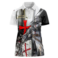 Knights Templar Crusader Women Polo Shirt Medieval Armor Red Cross Shield