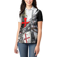 Knights Templar Crusader Women Polo Shirt Medieval Armor Red Cross Shield