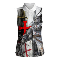 Knights Templar Crusader Women Sleeveless Polo Shirt Medieval Armor Red Cross Shield