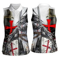 Knights Templar Crusader Women Sleeveless Polo Shirt Medieval Armor Red Cross Shield