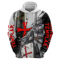 Knights Templar Crusader Zip Hoodie Medieval Armor Red Cross Shield