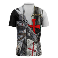 Knights Templar Crusader Zipper Polo Shirt Medieval Armor Red Cross Shield