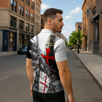 Knights Templar Crusader Zipper Polo Shirt Medieval Armor Red Cross Shield
