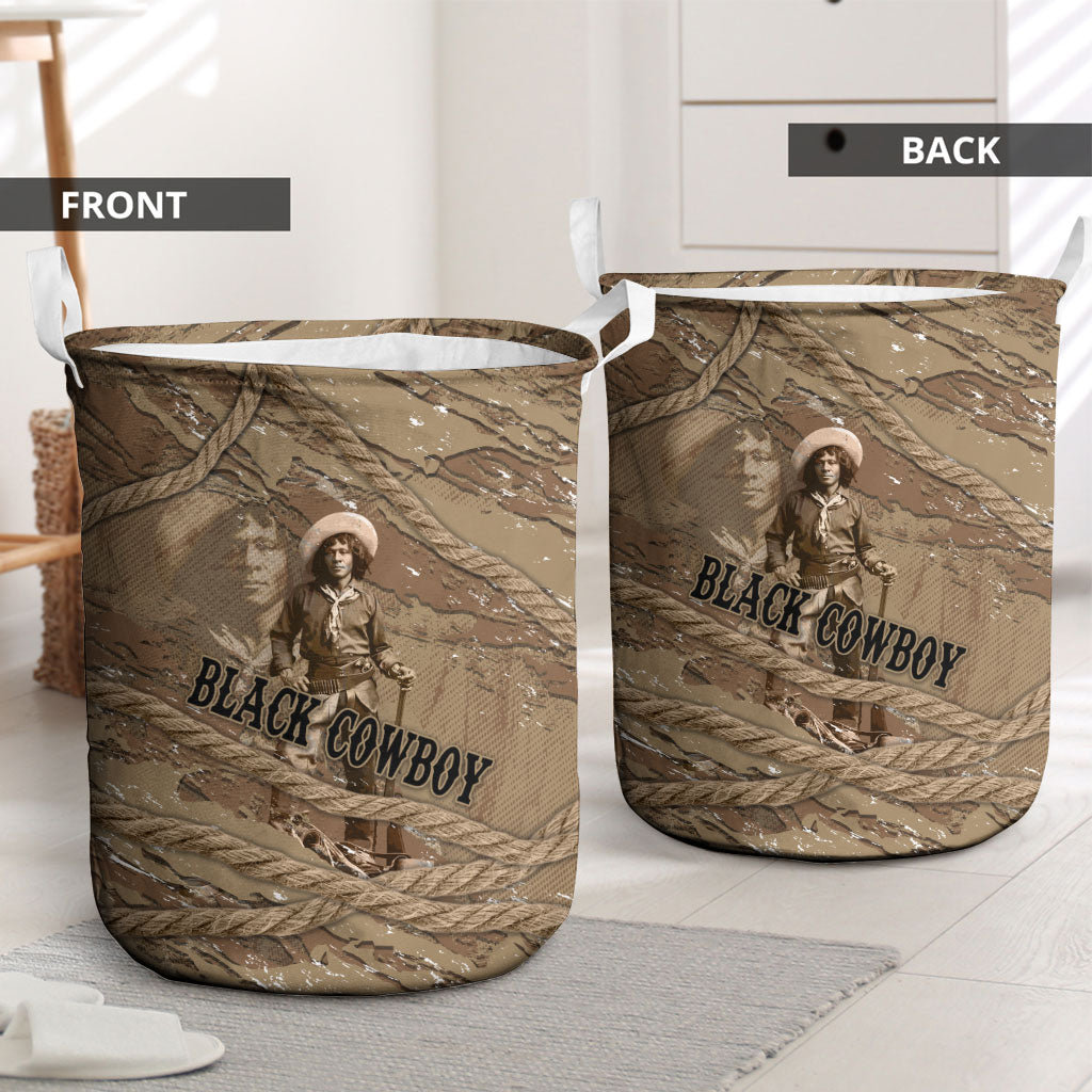 Black Cowboy Nat Love Laundry Basket Vintage Western Portrait Lasso