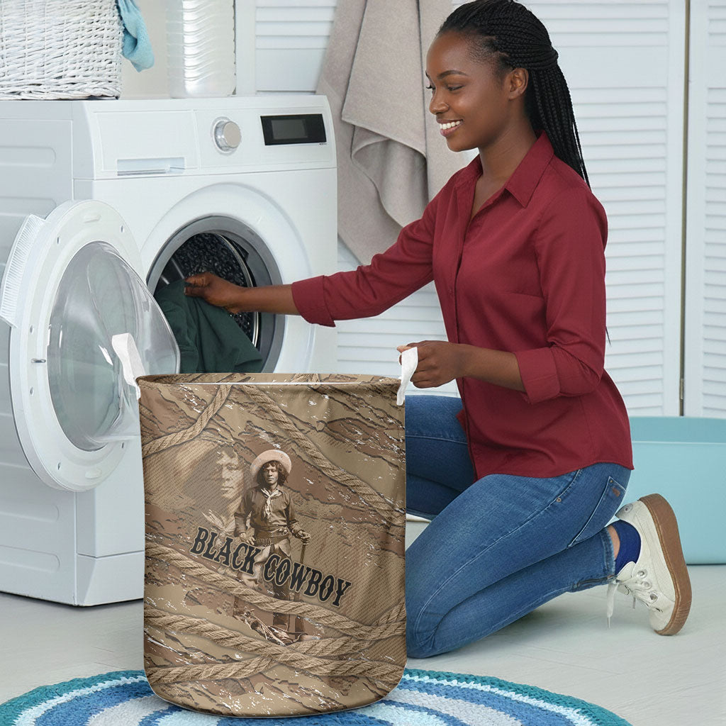 Black Cowboy Nat Love Laundry Basket Vintage Western Portrait Lasso