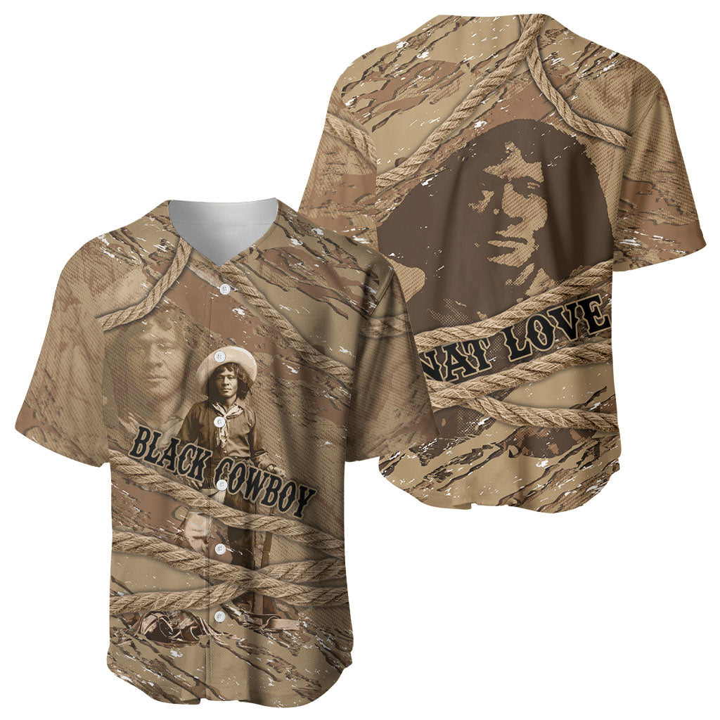 Black Cowboy Nat Love Baseball Jersey Vintage Western Portrait Lasso