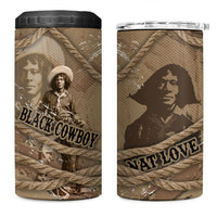 Black Cowboy Nat Love 4 in 1 Can Cooler Tumbler Vintage Western Portrait Lasso