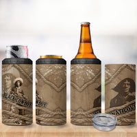 Black Cowboy Nat Love 4 in 1 Can Cooler Tumbler Vintage Western Portrait Lasso