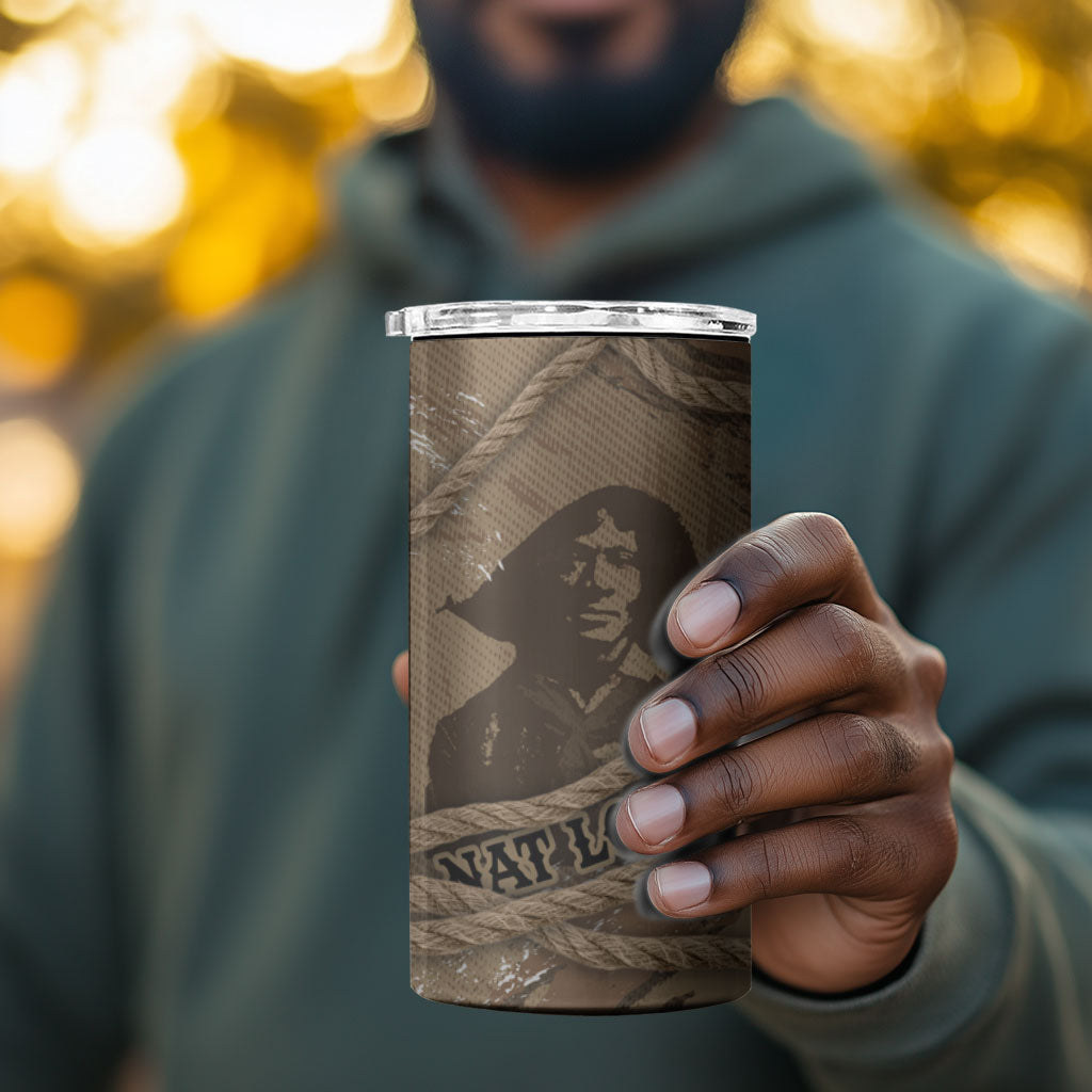Black Cowboy Nat Love 4 in 1 Can Cooler Tumbler Vintage Western Portrait Lasso