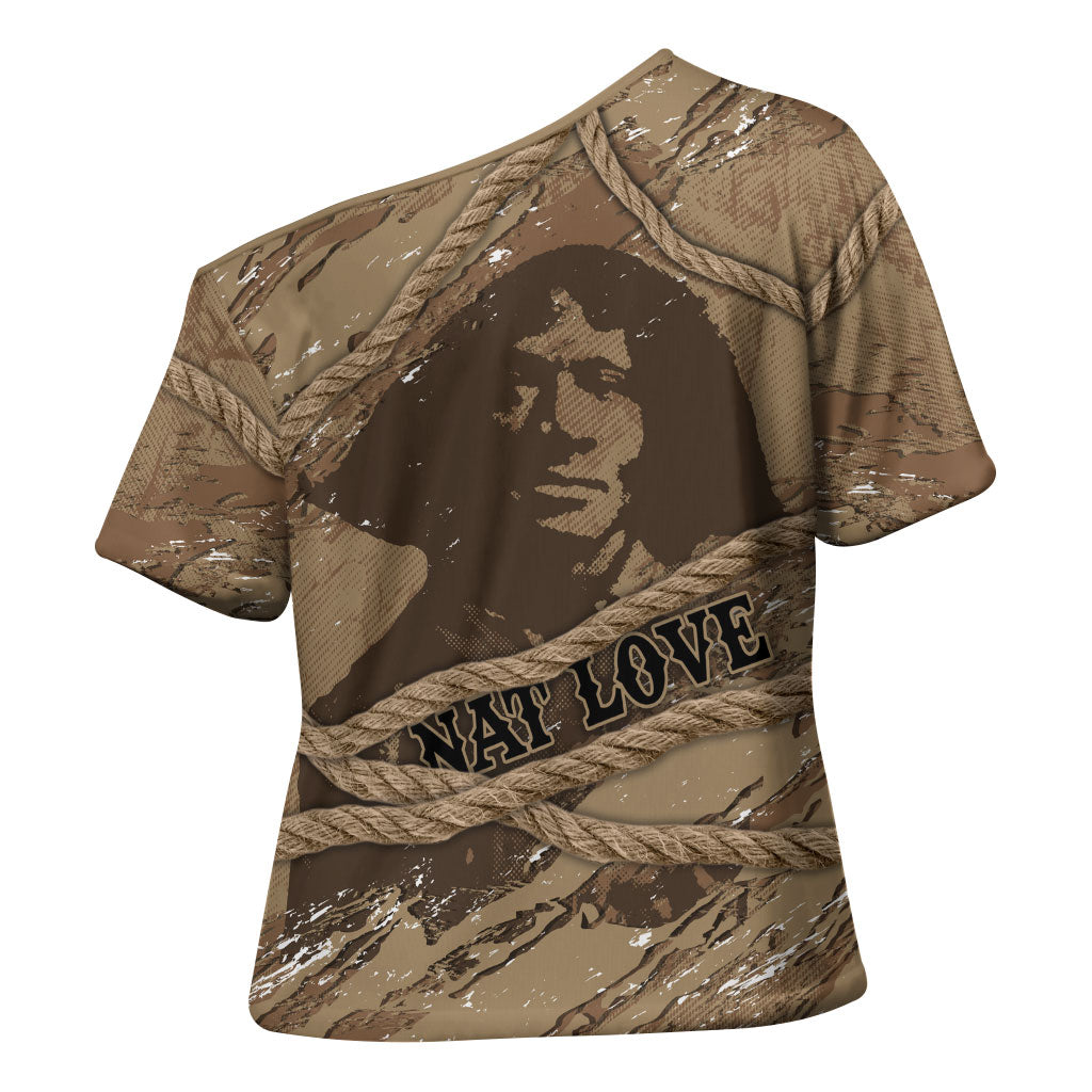 Black Cowboy Nat Love Cross Shoulder Shirt Vintage Western Portrait Lasso