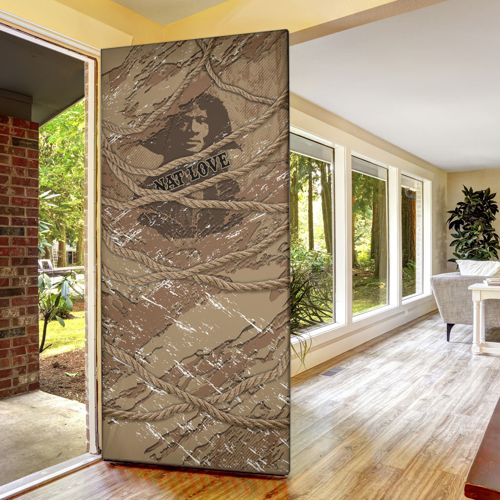 Black Cowboy Nat Love Door Cover Vintage Western Portrait Lasso