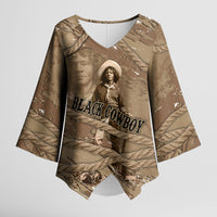 Black Cowboy Nat Love Kimono Sleeve Blouse Vintage Western Portrait Lasso