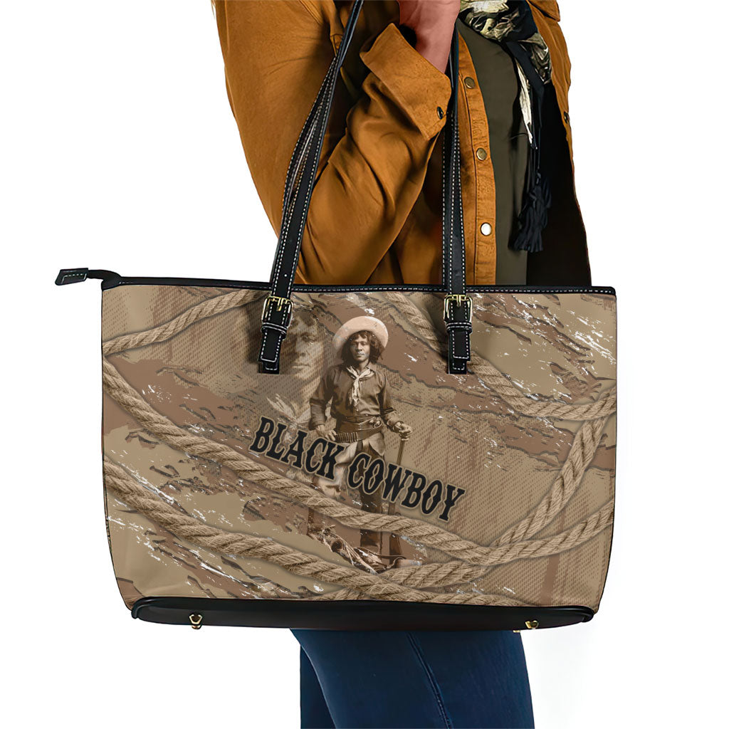 Black Cowboy Nat Love Leather Tote Bag Vintage Western Portrait Lasso
