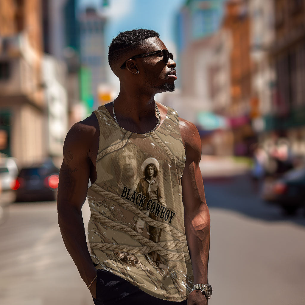 Black Cowboy Nat Love Men Tank Top Vintage Western Portrait Lasso