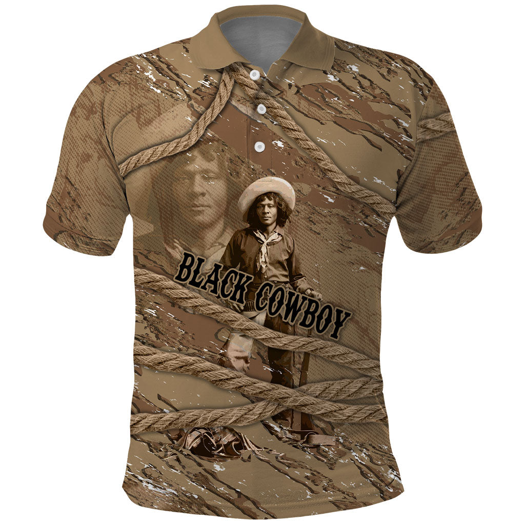 Black Cowboy Nat Love Polo Shirt Vintage Western Portrait Lasso