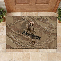 Black Cowboy Nat Love Rubber Doormat Vintage Western Portrait Lasso