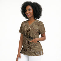 Black Cowboy Nat Love Scrub Top Vintage Western Portrait Lasso
