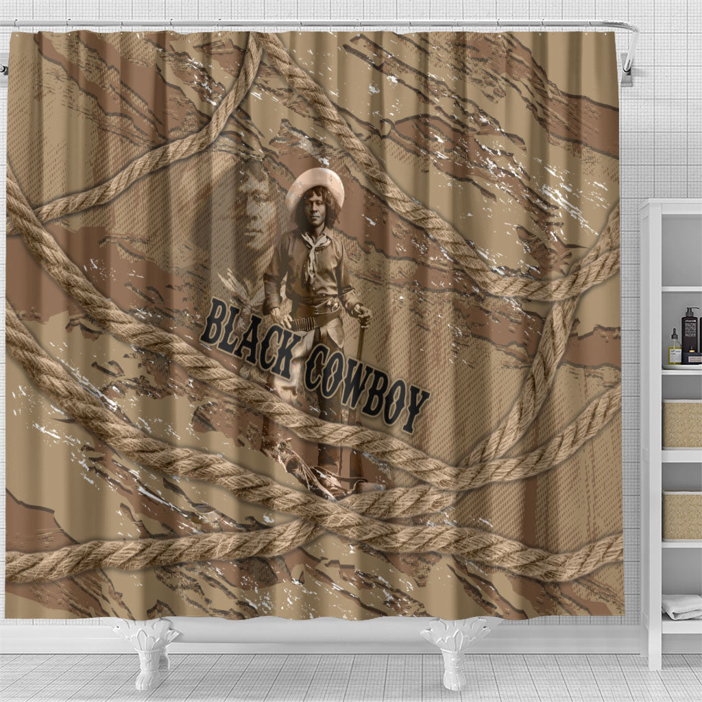 Black Cowboy Nat Love Shower Curtain Vintage Western Portrait Lasso