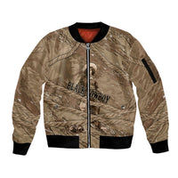 Black Cowboy Nat Love Sleeve Zip Bomber Jacket Vintage Western Portrait Lasso