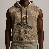 Black Cowboy Nat Love Sleeveless Hoodie Vintage Western Portrait Lasso