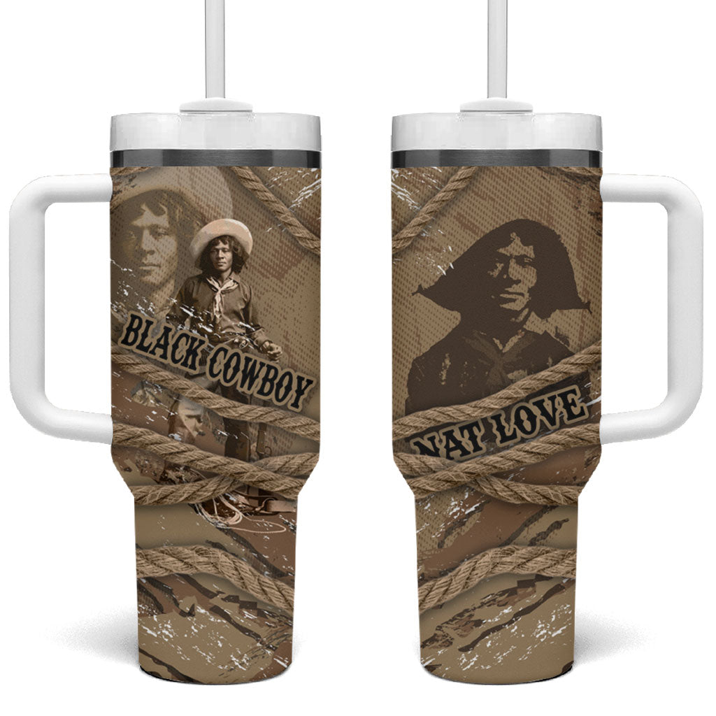 Black Cowboy Nat Love Tumbler With Handle Vintage Western Portrait Lasso