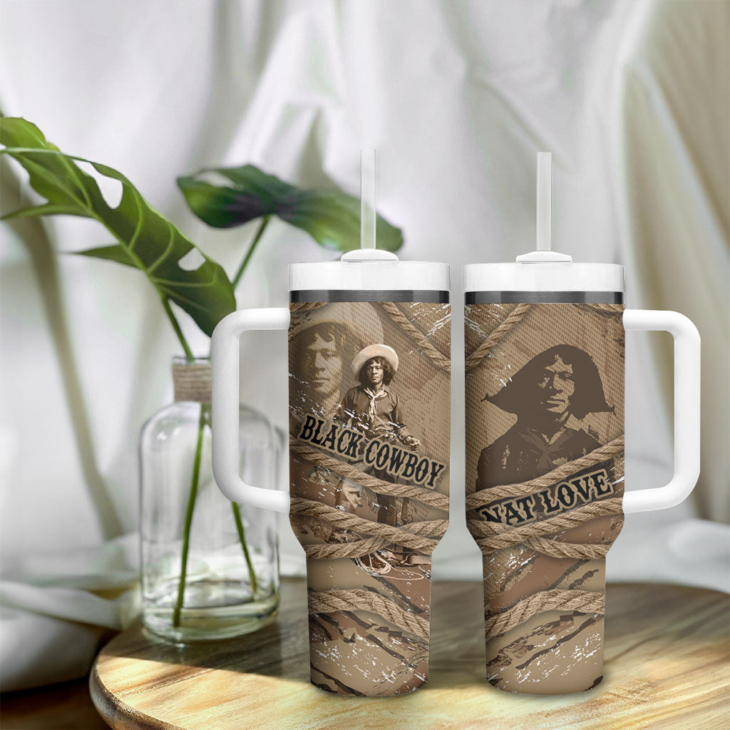 Black Cowboy Nat Love Tumbler With Handle Vintage Western Portrait Lasso