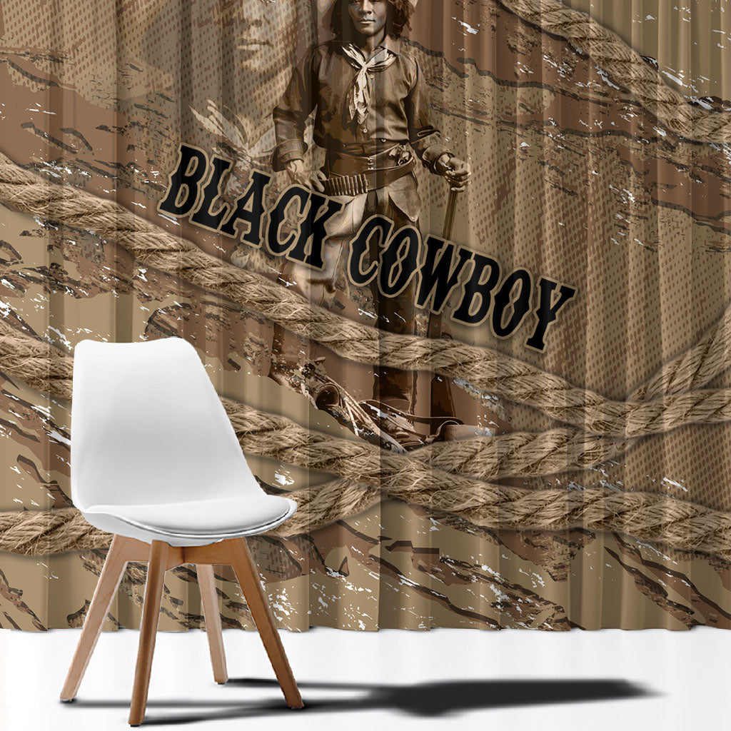Black Cowboy Nat Love Window Curtain Vintage Western Portrait Lasso
