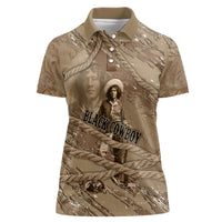 Black Cowboy Nat Love Women Polo Shirt Vintage Western Portrait Lasso