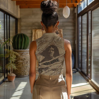 Black Cowboy Nat Love Women Sleeveless Polo Shirt Vintage Western Portrait Lasso