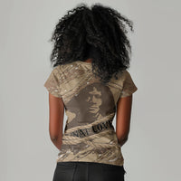 Black Cowboy Nat Love Women V-Neck T-Shirt Vintage Western Portrait Lasso