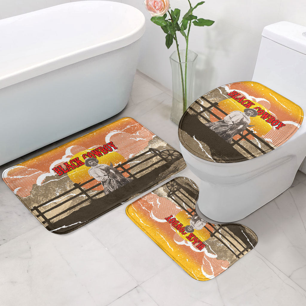 Black Cowboy Bill Pickett Bathroom Set Retro Sunset Western Design