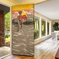 Black Cowboy Bill Pickett Door Cover Retro Sunset Western Design