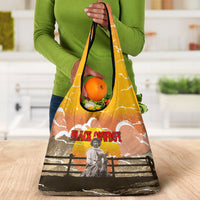 Black Cowboy Bill Pickett Grocery Bag Retro Sunset Western Design