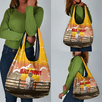 Black Cowboy Bill Pickett Grocery Bag Retro Sunset Western Design