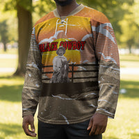 Black Cowboy Bill Pickett Hockey Jersey Retro Sunset Western Design