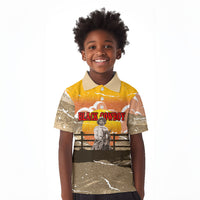 Black Cowboy Bill Pickett Kid Polo Shirt Retro Sunset Western Design