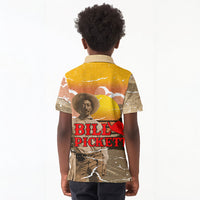 Black Cowboy Bill Pickett Kid Polo Shirt Retro Sunset Western Design