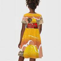 Black Cowboy Bill Pickett Kid Short Sleeve Dress Retro Sunset Western Design