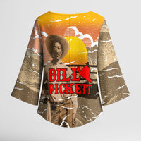 Black Cowboy Bill Pickett Kimono Sleeve Blouse Retro Sunset Western Design