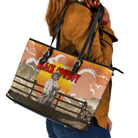 Black Cowboy Bill Pickett Leather Tote Bag Retro Sunset Western Design