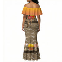 Black Cowboy Bill Pickett Mermaid Dress Retro Sunset Western Design