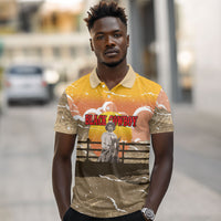 Black Cowboy Bill Pickett Polo Shirt Retro Sunset Western Design