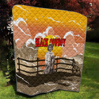 Black Cowboy Bill Pickett Quilt Retro Sunset Western Design