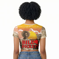 Black Cowboy Bill Pickett Raglan Cropped T shirt Retro Sunset Western Design