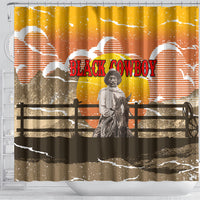 Black Cowboy Bill Pickett Shower Curtain Retro Sunset Western Design