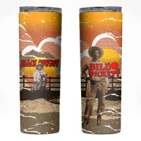 Black Cowboy Bill Pickett Skinny Tumbler Retro Sunset Western Design