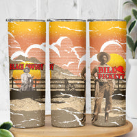 Black Cowboy Bill Pickett Skinny Tumbler Retro Sunset Western Design